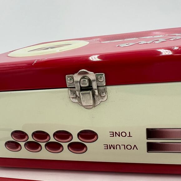 Vintage Retro Radio Metal Tin Lunch Box Red Collectible 1950's Style - Picture 3 of 13